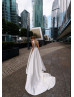 Wide Straps Beaded Ivory Satin Open Back Wedding Dress
